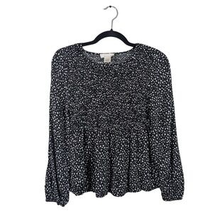 Urban Romantics Black & White Leopard Print Top Size S